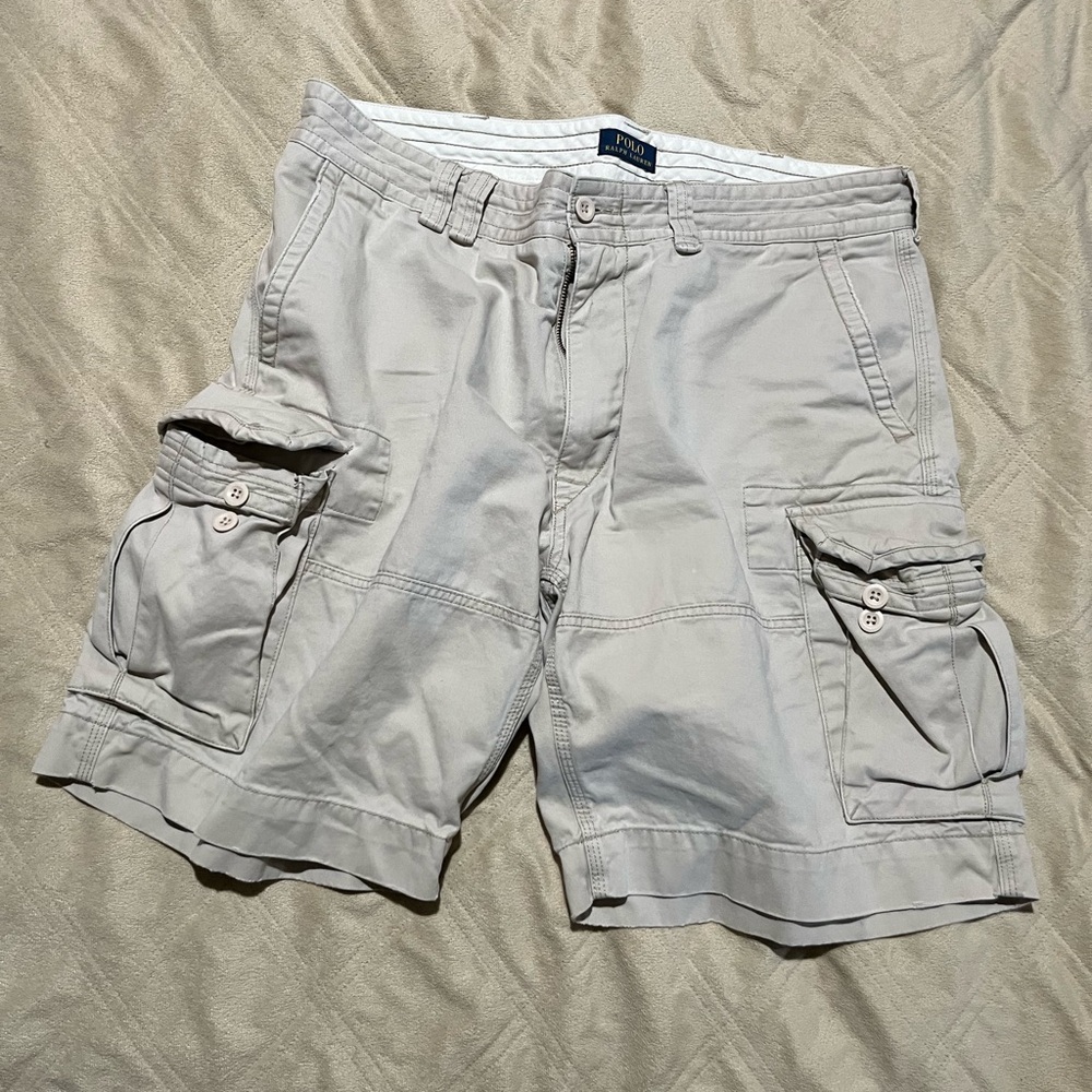 Ralph Lauren Tan Cargo Shorts Lightweight Cotton